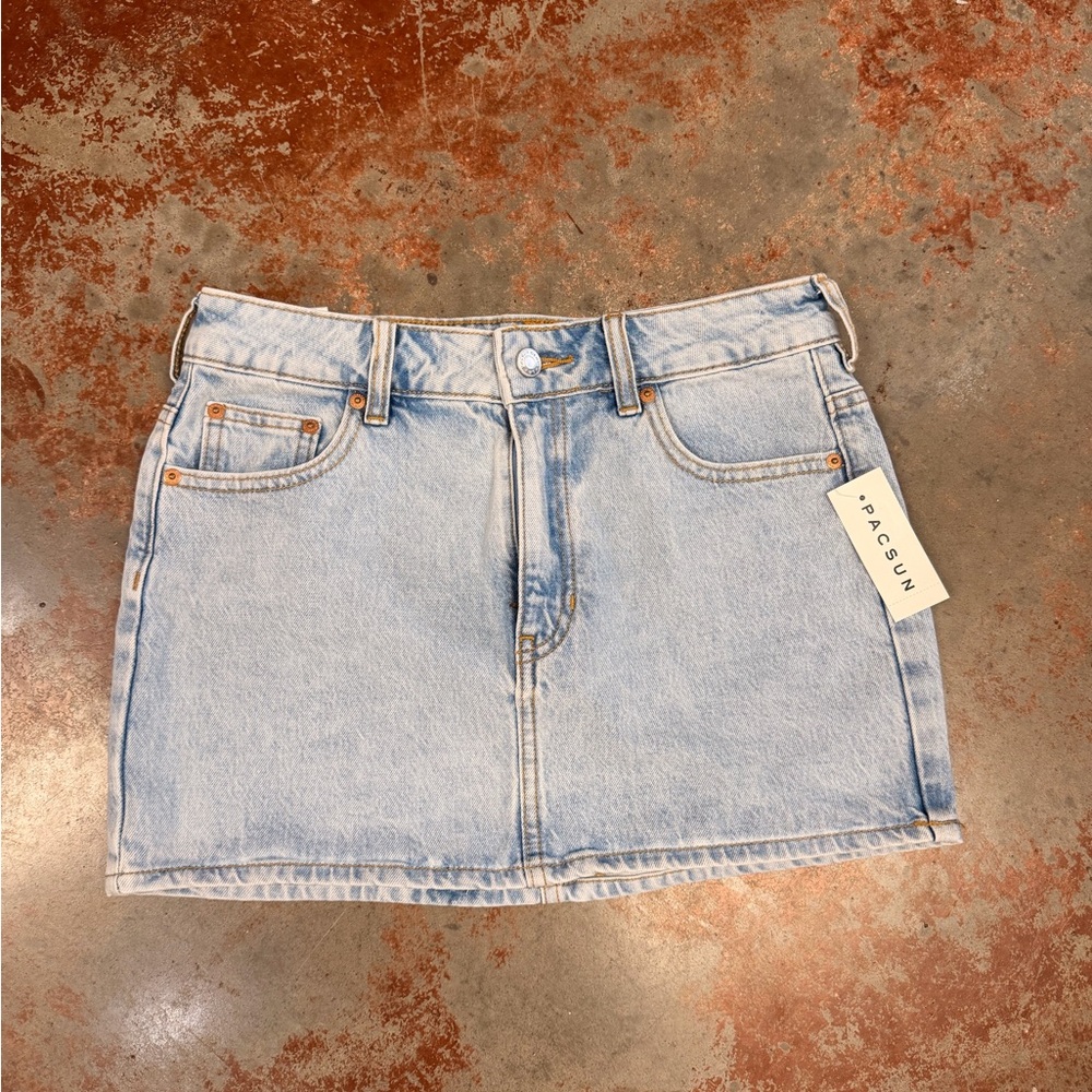 PacSun Light Wash Denim Mini Skirt